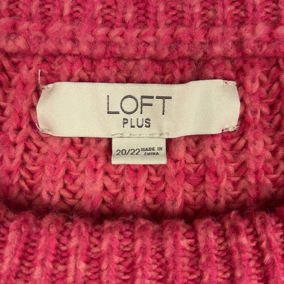 Ann Taylor LOFT Chunky Cable Knit Crewneck Pullover Sweater Pink 20/22 - Picture 7 of 8